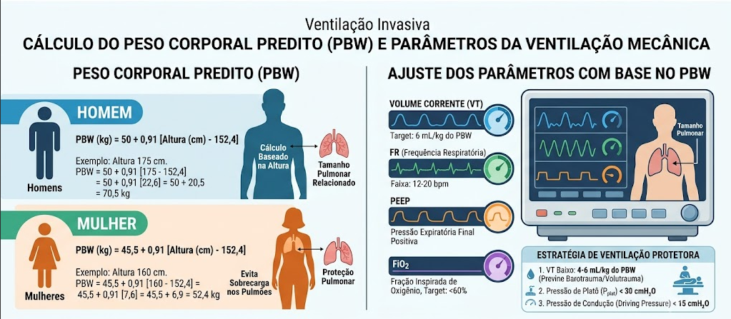 Cálculo do Peso Predito (PBW) na Ventilação Invasiva